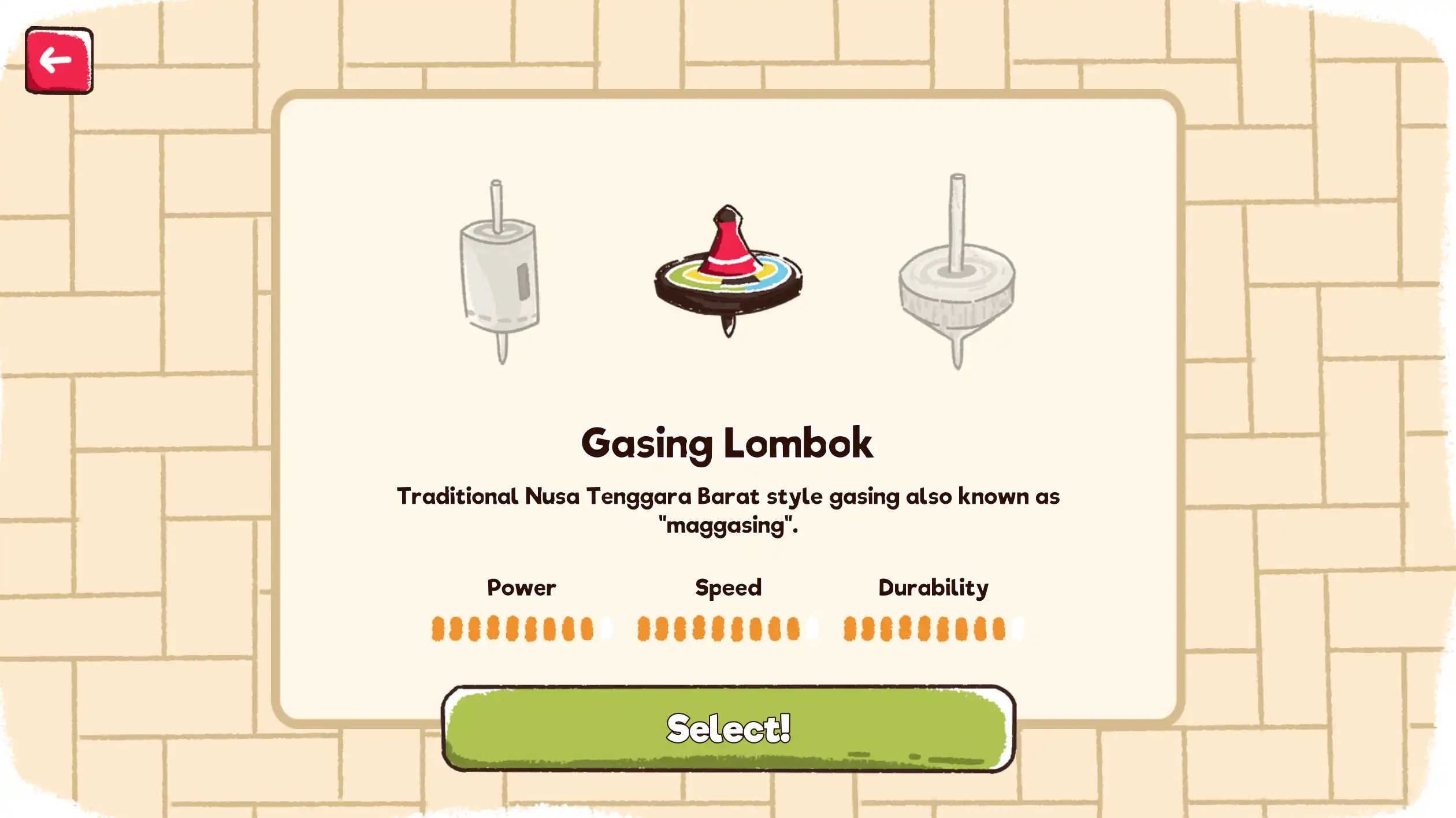 Gasing selection