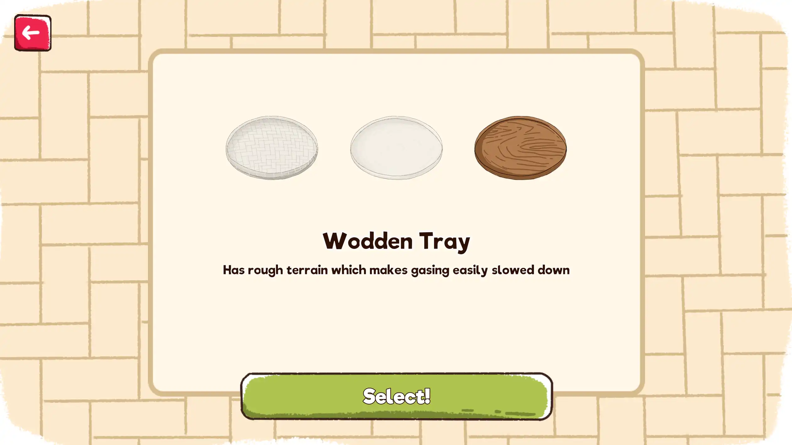 Tray selection